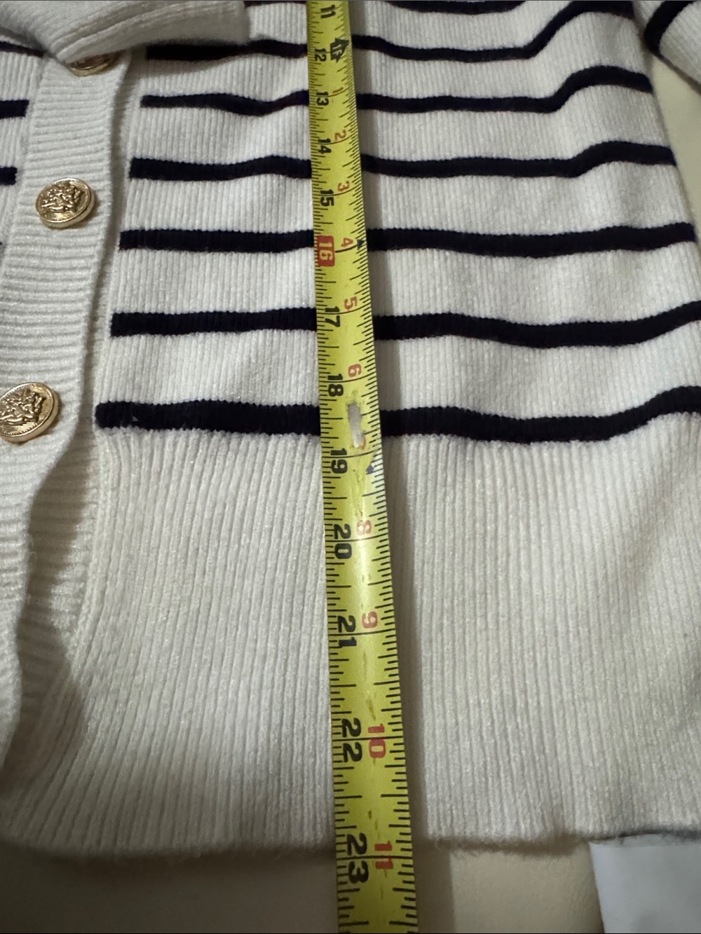 Cyrus Cardigan-Sz S-Rayon Blend-Gold Button-White & Black Stripes-Light Wear-GUC - Picture 13 of 16